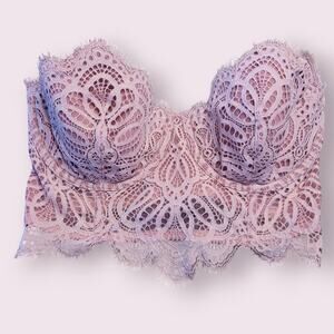 Victoria's Secret Dream Angels Floral Mesh Corset Bustier Top 32DD Bone Coquette